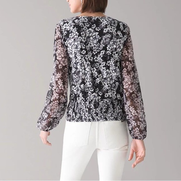 White House Black Market Matte Jersey Floral Surplice Blouse size XS - Picture 4 of 13